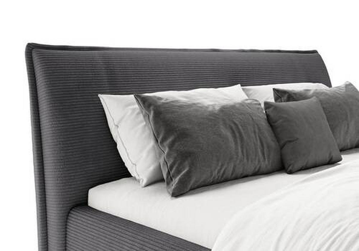 POLSTERBETT gepolstertes Kopfteil 180/200 cm  in Dunkelgrau  - Dunkelgrau/Schwarz, Design, Textil/Metall (180/200cm) - Lomoco