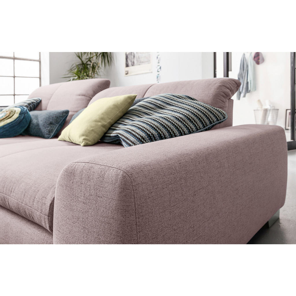 Thumbnail - SetOne by Musterring Ecksofa, Rosa, Textil, 2-Sitzer, Ottomane links, L-Form, 276x198 cm, Bettkasten erhältlich, Fußausw...