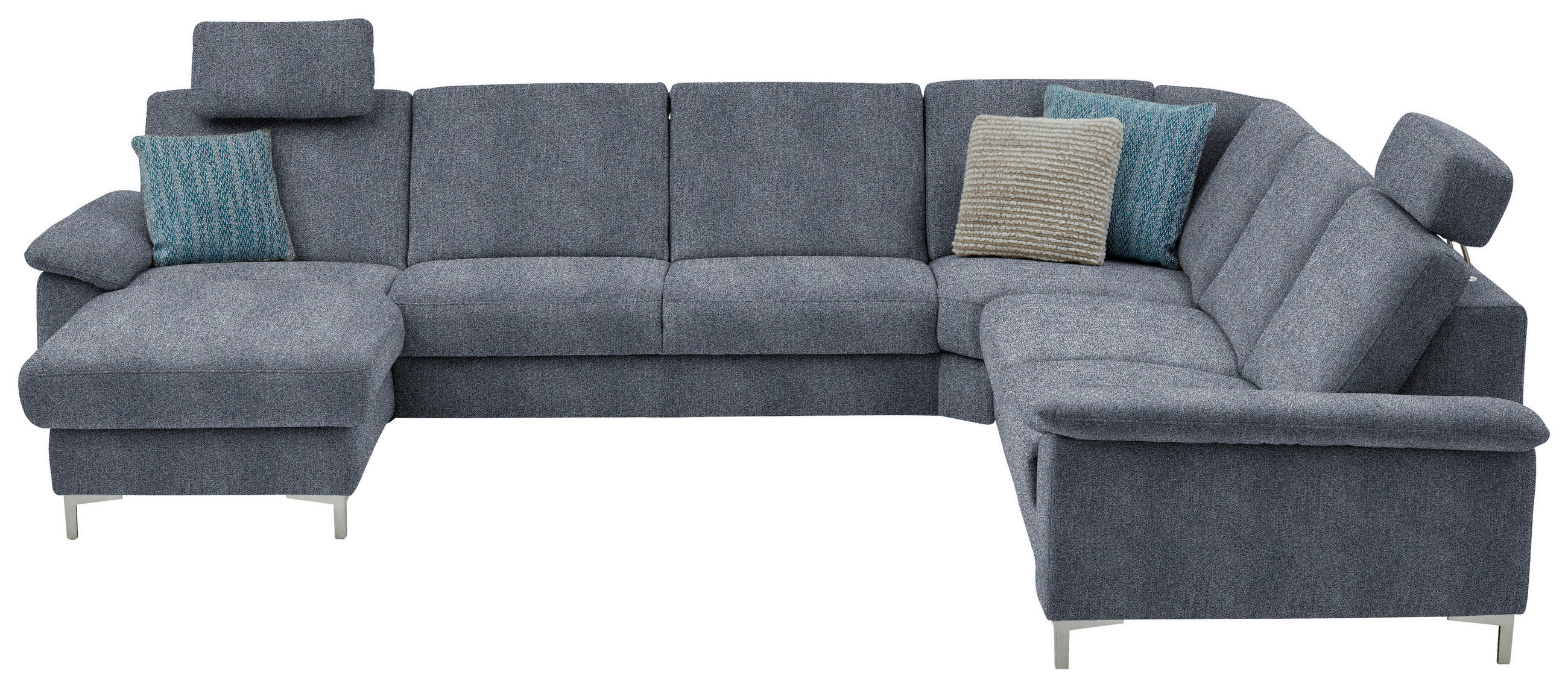 WOHNLANDSCHAFT in Chenille Dunkelblau  - Alufarben/Dunkelblau, Design, Textil/Metall (170/333/265cm) - Dieter Knoll