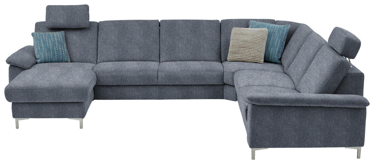 WOHNLANDSCHAFT in Chenille Dunkelblau  - Alufarben/Dunkelblau, Design, Textil/Metall (170/333/265cm) - Dieter Knoll