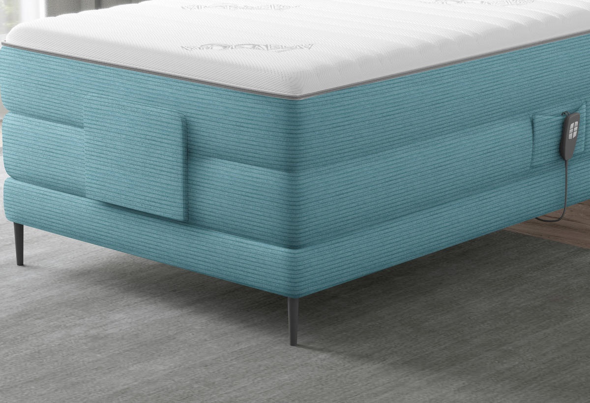 BOXSPRINGBETT 100/200 cm  in Blau  - Blau/Schwarz, Natur, Textil/Metall (100/200cm) - Esposa