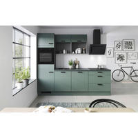 KÜCHENBLOCK 260 cm   in Graphitfarben, Dunkelgrün  - Dunkelgrün/Schwarz, Basics, Holzwerkstoff/Metall (260cm) - Venda