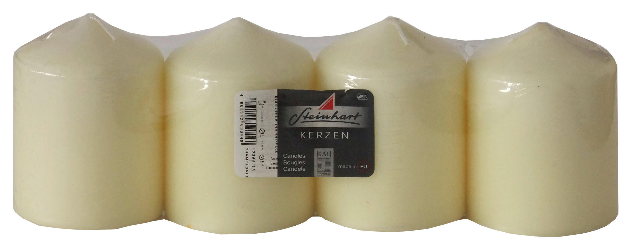 STUMPENKERZE  - Champagner, KONVENTIONELL (7,7/10cm) - Steinhart