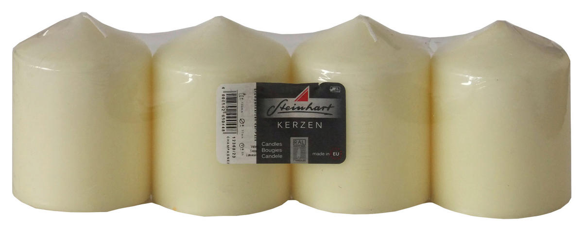 STUMPENKERZE  - Champagner, KONVENTIONELL (7,7/10cm) - Steinhart