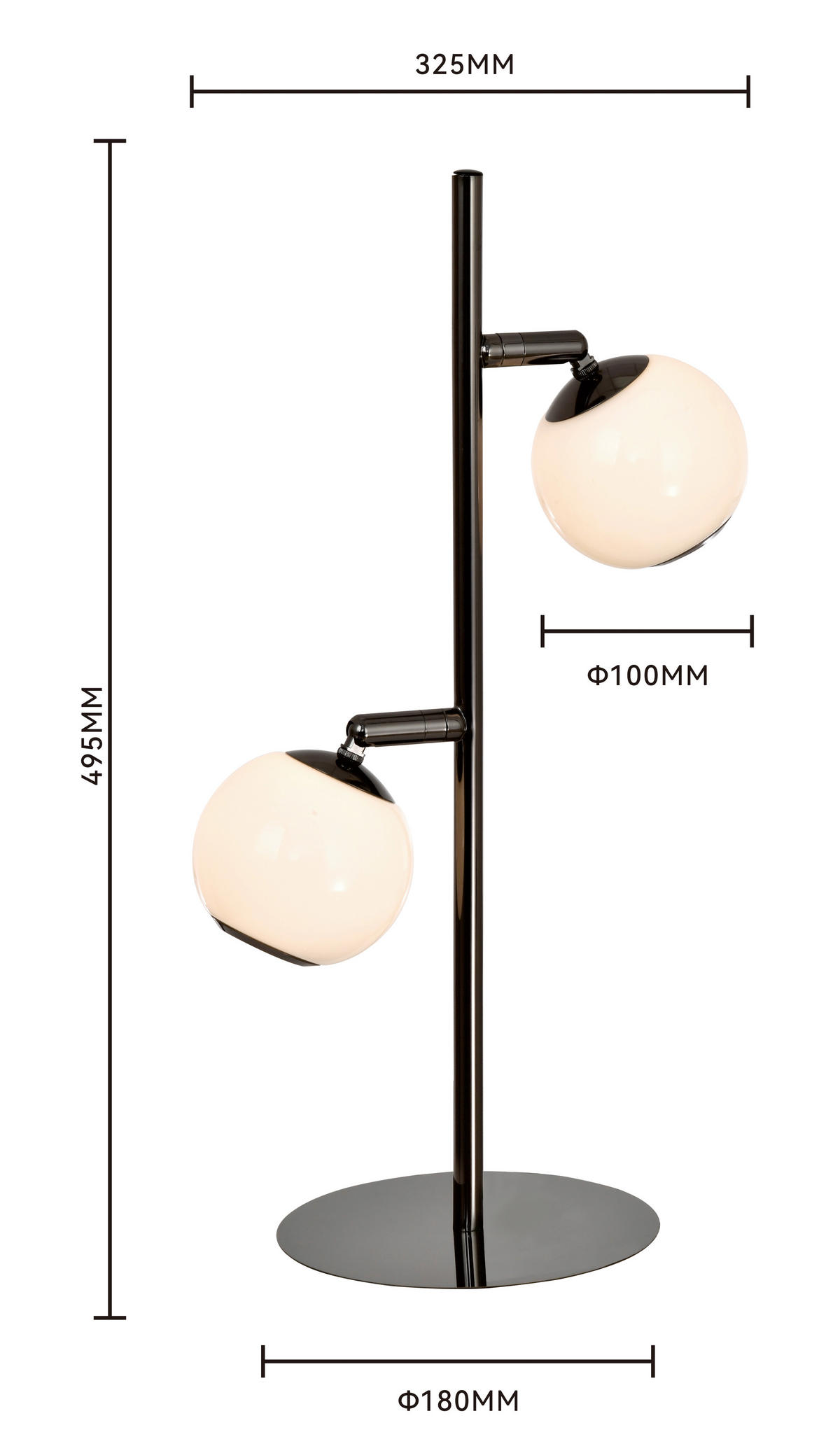 LED-TISCHLEUCHTE Luberon 32,5/49,5/19 cm  - Schwarzchrom, Design, Glas/Kunststoff (32,5/49,5/19cm)