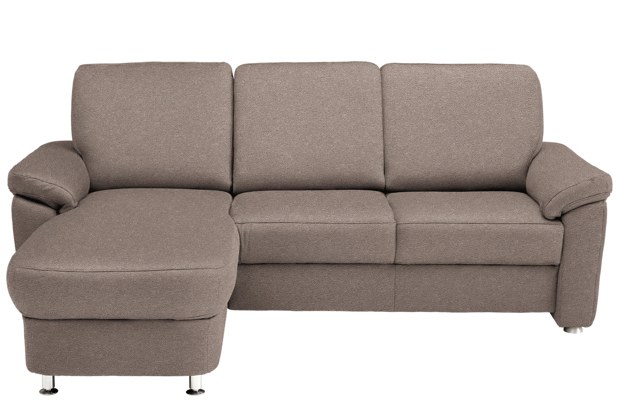 ECKSOFA in Flachgewebe Graubraun  - Chromfarben/Graubraun, Konventionell, Textil/Metall (163/220cm) - Beldomo System