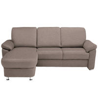 ECKSOFA in Flachgewebe Graubraun  - Chromfarben/Graubraun, Konventionell, Textil/Metall (163/220cm) - Beldomo System