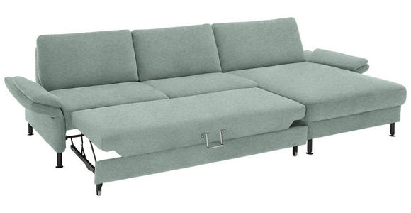 ECKSOFA  in Chenille, Flachgewebe Mintgrün  316/175 cm  - Schwarz/Mintgrün, Design, Textil/Metall (316/175cm) - Dieter Knoll