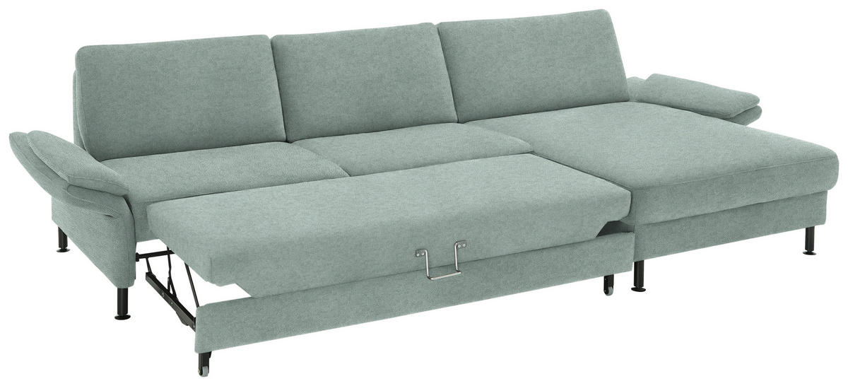ECKSOFA Chenille, Flachgewebe Mintgrün  - Schwarz/Mintgrün, Design, Textil/Metall (316/175cm) - Dieter Knoll