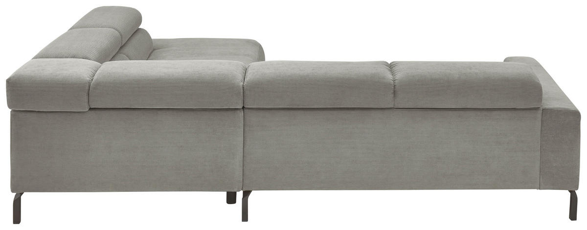 ECKSOFA in Feincord Grau  - Schwarz/Grau, Design, Textil/Metall (273/219cm) - Pure Home Comfort