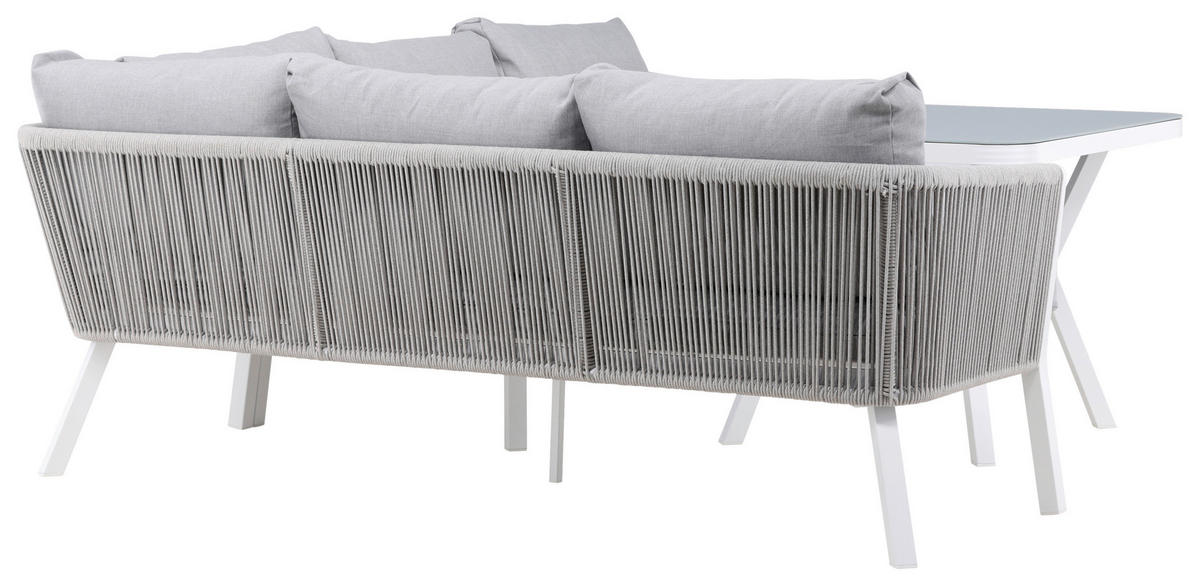 LOUNGEGARNITUR Aluminium  - Weiß/Grau, KONVENTIONELL, Textil/Metall - Gardenson