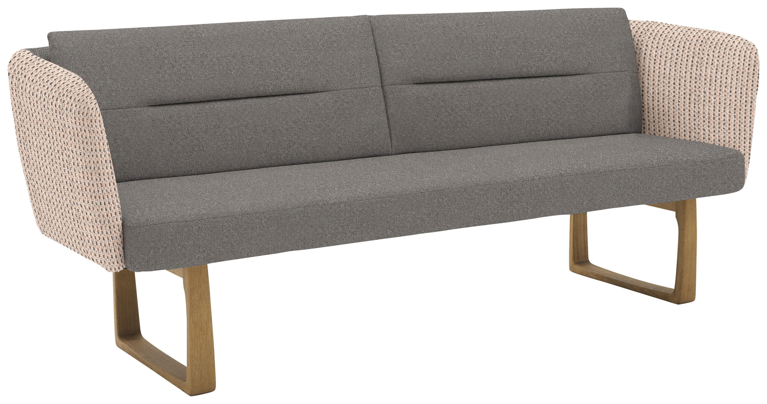 SITZBANK 224/91/69 cm Flachgewebe Anthrazit, Greige massiv Holz  - Greige/Eichefarben, Design, Holz/Textil (224/91/69cm) - Valnatura