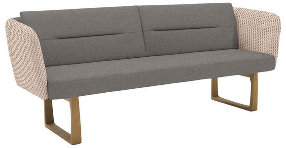 SITZBANK 224/91/69 cm Flachgewebe Anthrazit, Greige massiv Holz  - Greige/Eichefarben, Design, Holz/Textil (224/91/69cm) - Valnatura