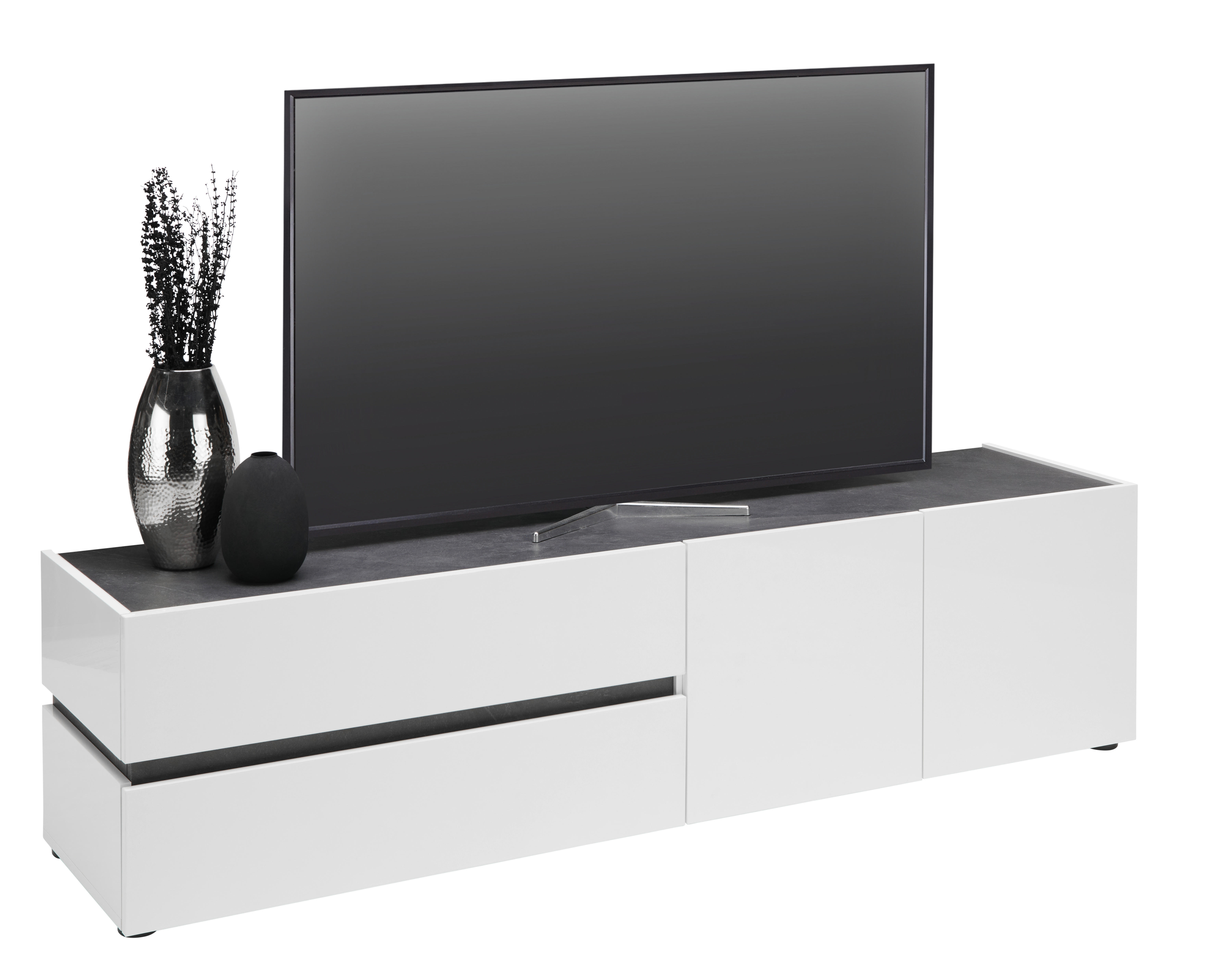 TV-BÄNK 180/47/43 cm  - vit/svart, Design, träbaserade material/plast (180/47/43cm) - Voleo