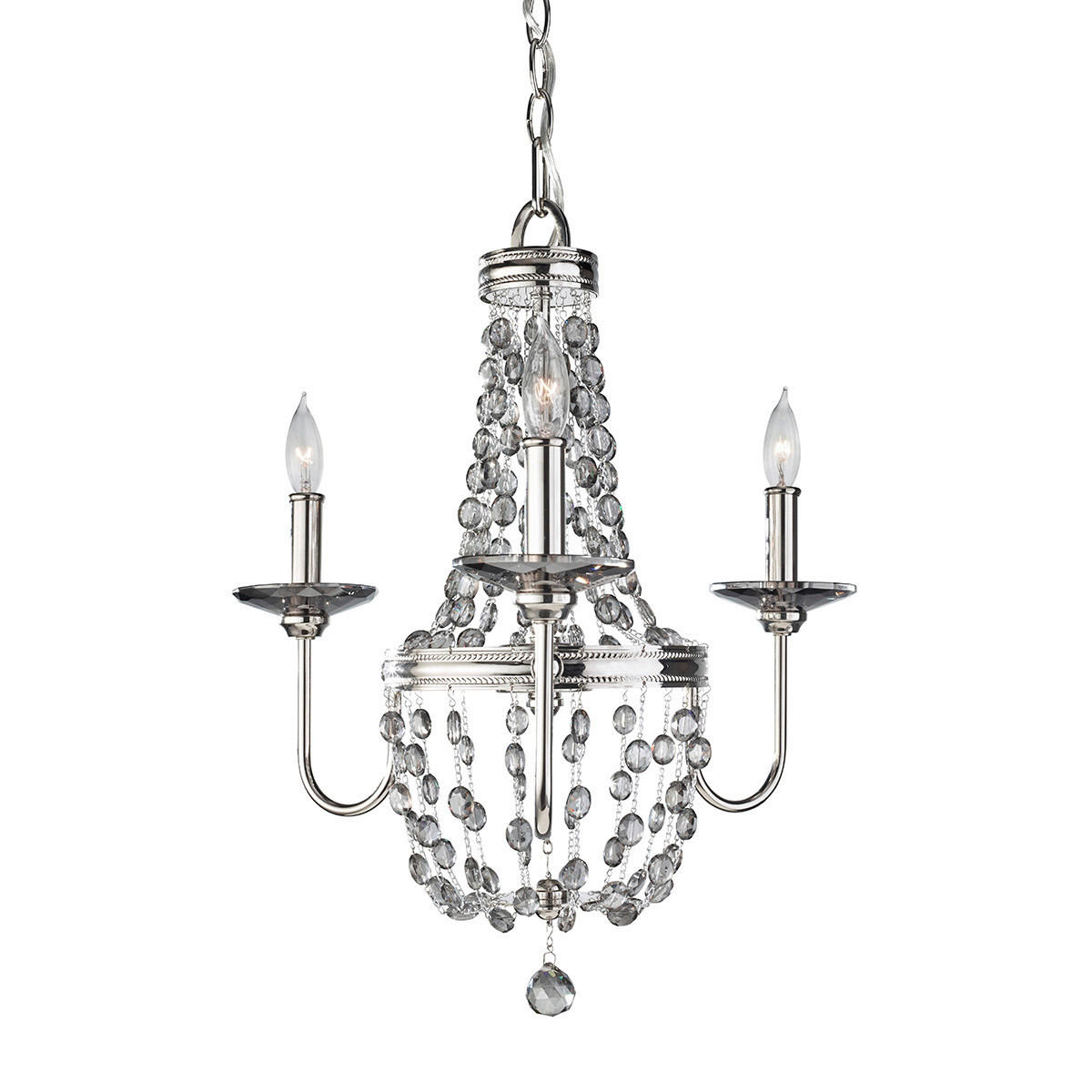 KRONLEUCHTER 47/57.7 cm    - Nickelfarben, Konventionell, Glas/Metall (47/57.7cm) - Elstead Lighting