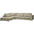 ECKSOFA in Chenille Beige  - Beige/Schwarz, KONVENTIONELL, Kunststoff/Textil (250/314cm) - Carryhome