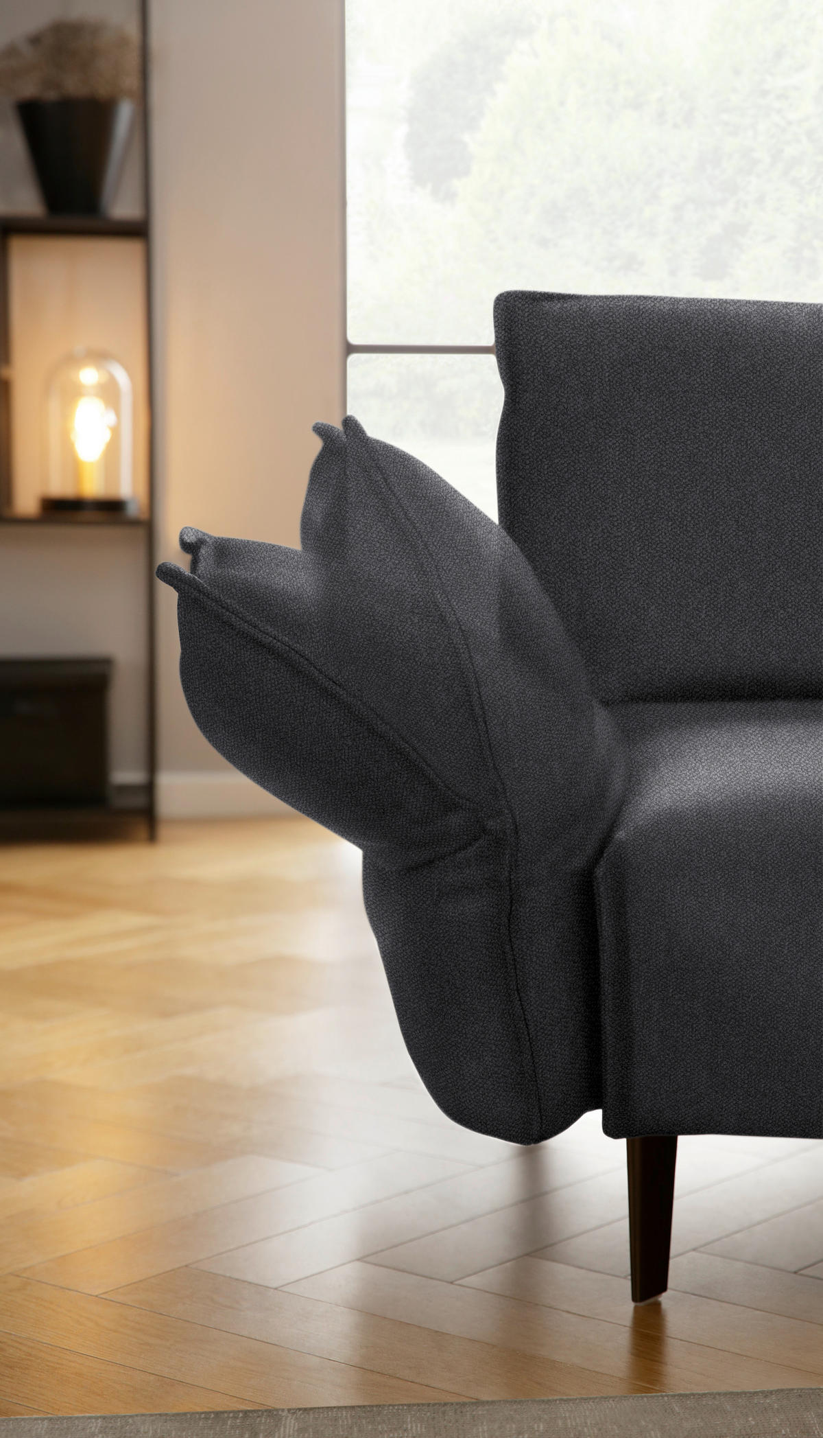 ECKSOFA  in Chenille, Flachgewebe Graphitfarben  340/272 cm  - Schwarz/Graphitfarben, MODERN, Textil/Metall (340/272cm) - W.Schillig