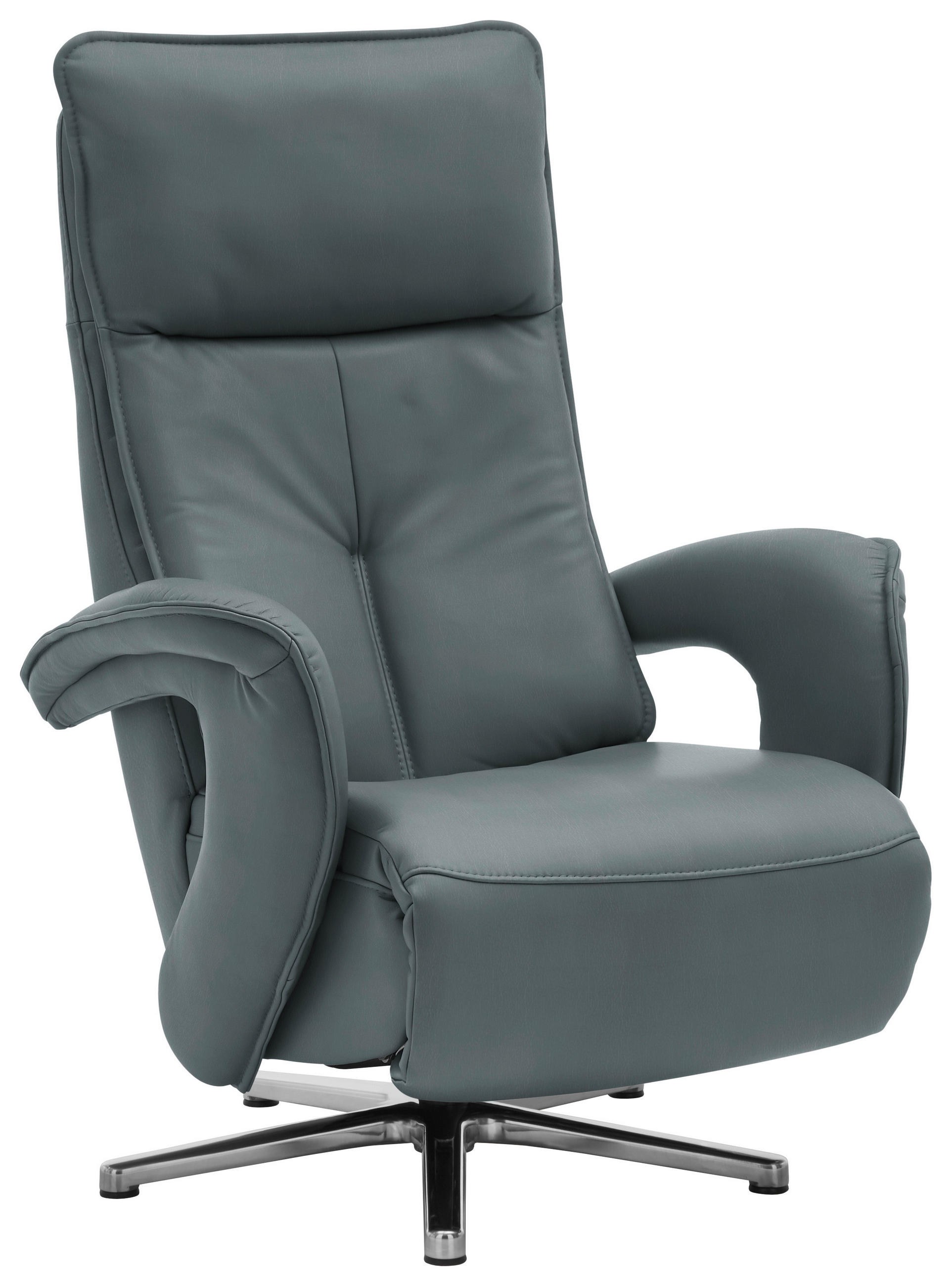 RELAXSESSEL in Leder Blau, Grau  - Blau/Edelstahlfarben, Design, Leder/Metall (77/110/87cm) - Valdera