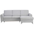 ECKSOFA in Flachgewebe Hellgrau  244/167 cm  - Silberfarben/Hellgrau, Design, Textil/Metall (244/167cm) - Cantus