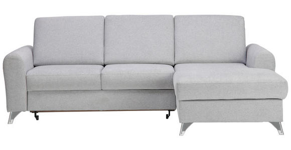 ECKSOFA in Flachgewebe Hellgrau 244/167 cm - Silberfarben/Hellgrau, Design, Textil/Metall (244/167cm) - Cantus