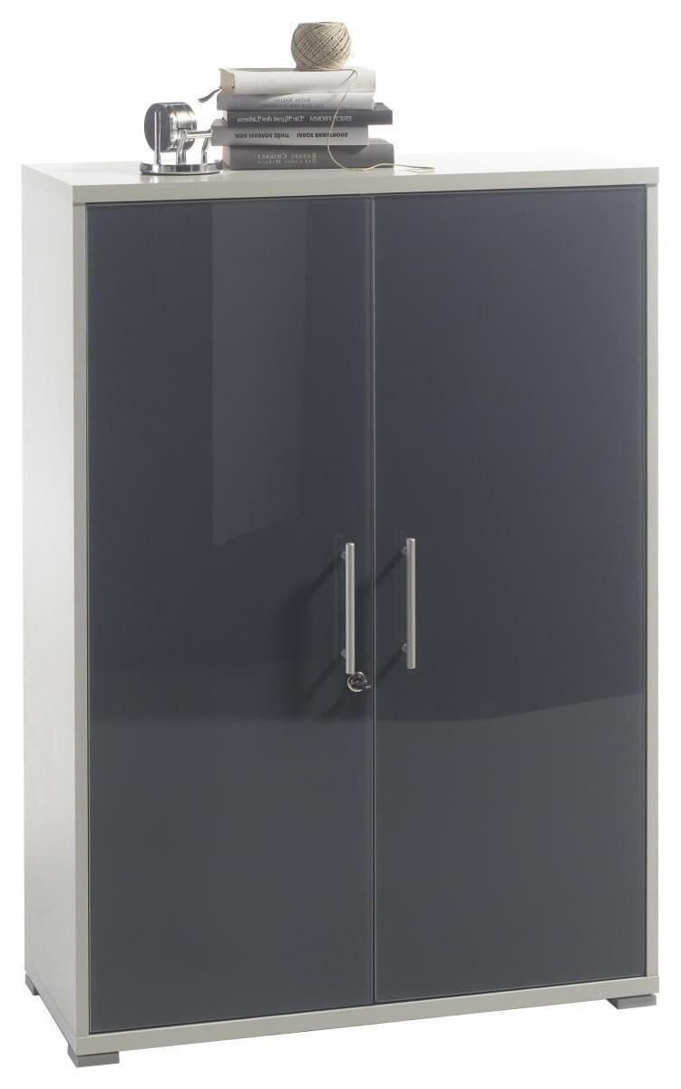 AKTENSCHRANK Graphitfarben, Hellgrau - Hellgrau/Graphitfarben, Design, Glas/Holzwerkstoff (78/114/35cm) - Livetastic