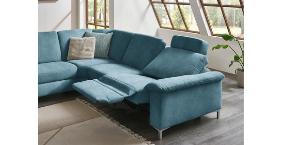 WOHNLANDSCHAFT  in Chenille Blau  - Blau/Alufarben, Design, Textil/Metall (170/333/265cm) - Dieter Knoll