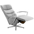 RELAXSESSEL in Leder Hellgrau  - Chromfarben/Hellgrau, Design, Leder/Metall (64/112/80cm) - Cantus