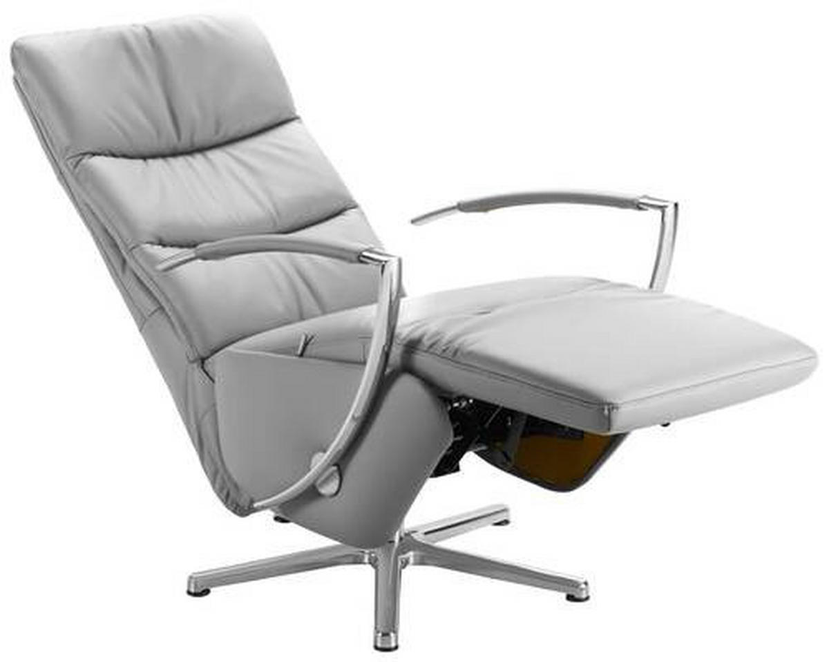 RELAXSESSEL in Leder Hellgrau  - Chromfarben/Hellgrau, Design, Leder/Metall (64/112/80cm) - Cantus