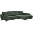 ECKSOFA Waldgrün Cord  - Waldgrün/Schwarz, Design, Textil/Metall (283/174cm) - Xora