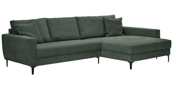 ECKSOFA Waldgrün Cord - Waldgrün/Schwarz, Design, Textil/Metall (283/174cm) - Xora