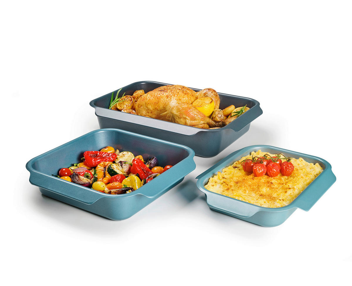 AUFLAUFFORMENSET 41,1/30/9,6 cm  3-teilig  - Pastellblau/Dunkelblau, Basics, Metall (41,1/30/9,6cm) - Joseph Joseph