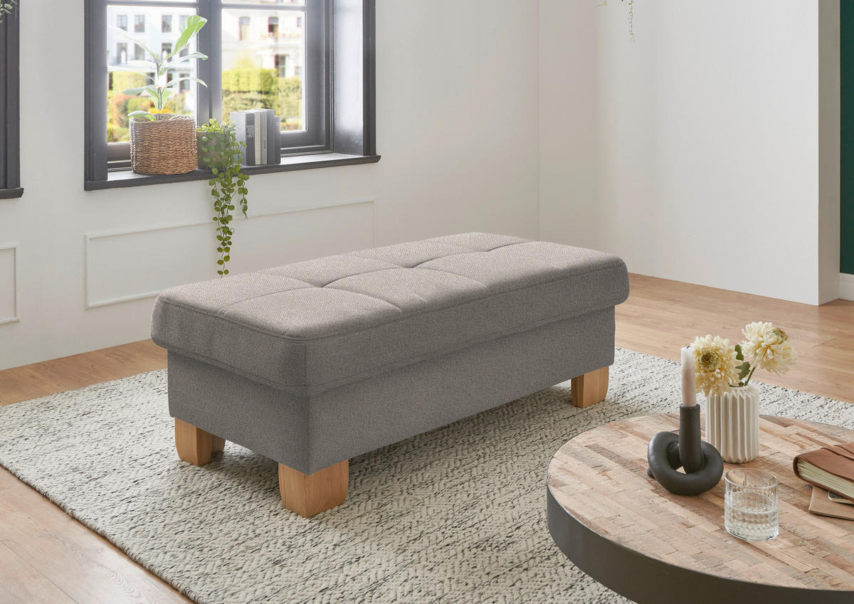 ECKSOFA in Flachgewebe Hellbraun  - Wildeiche/Hellbraun, Natur, Holz/Textil (243/301cm) - Voleo