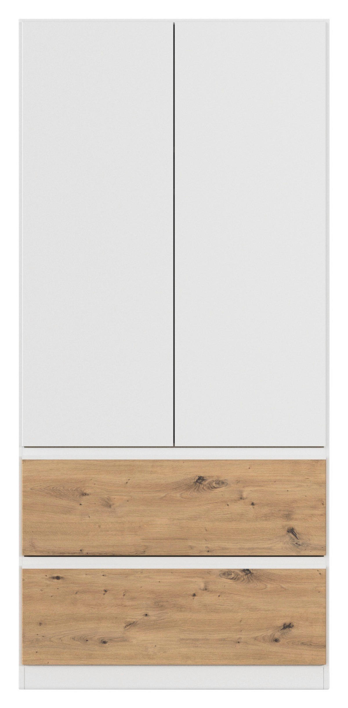 DREHTÜRENSCHRANK  in Weiß, Eiche Artisan  - Weiß/Eiche Artisan, MODERN, Holzwerkstoff (91/197/54cm) - Rauch Möbel