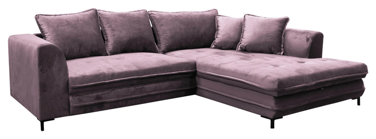 ECKSOFA Beere Velours  - Beere/Schwarz, Design, Textil/Metall (277/187cm) - Livetastic