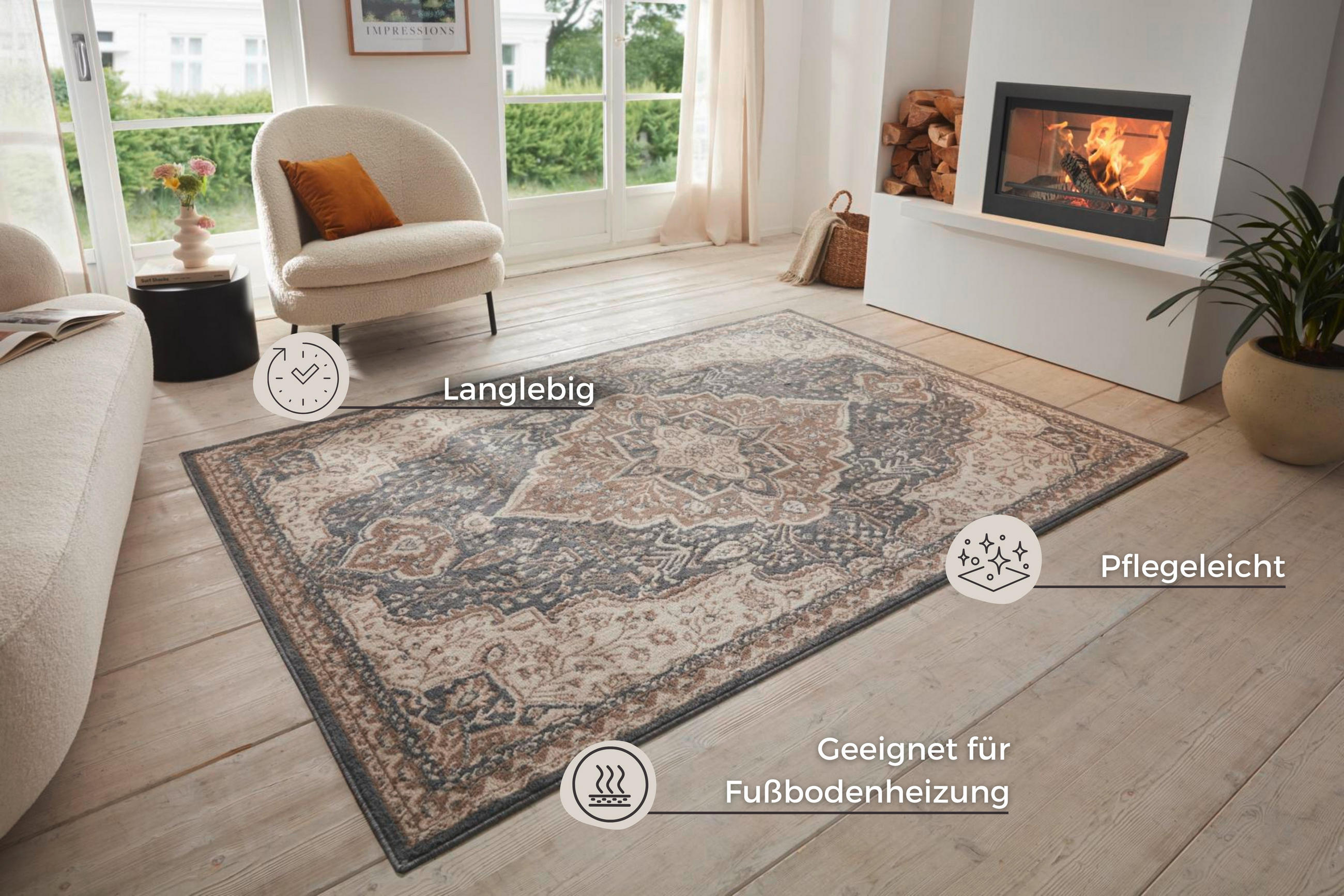 FLACHWEBETEPPICH 200/280 cm Terrain Anthrazit, Braun  - Anthrazit/Braun, Design, Kunststoff/Textil (200/280cm)