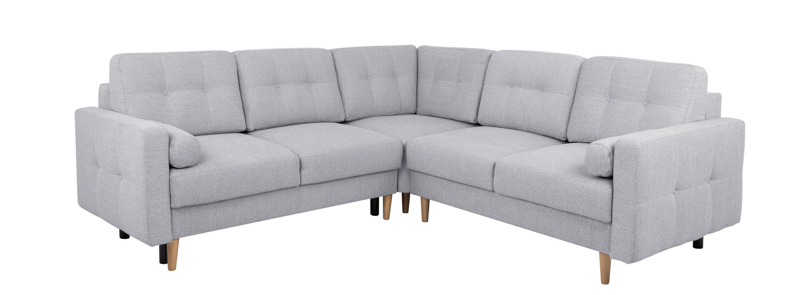 ECKSOFA in Hellgrau - Buchefarben/Hellgrau, Design, Holz/Textil (242/242cm) - MID.YOU