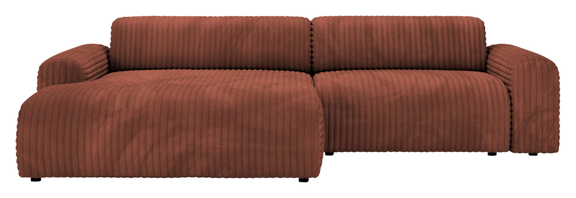 ECKSOFA Bronzefarben Cord  - Schwarz/Bronzefarben, Design, Kunststoff/Textil (178/292cm) - home24