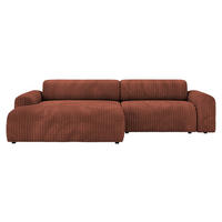 ECKSOFA Bronzefarben Cord  - Schwarz/Bronzefarben, Design, Kunststoff/Textil (178/292cm) - home24