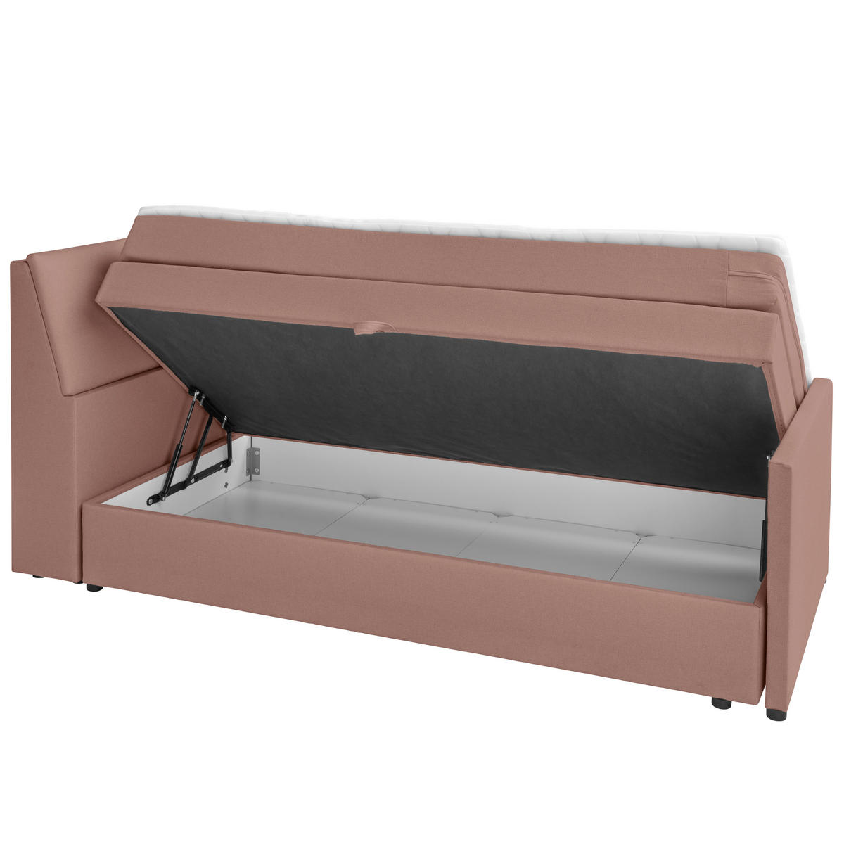 BOXSPRING-ÁGY 100/200 cm  fáradtrózsaszín  - fekete/fáradtrózsaszín, Modern, textil/fa (100/200cm) - MID.YOU