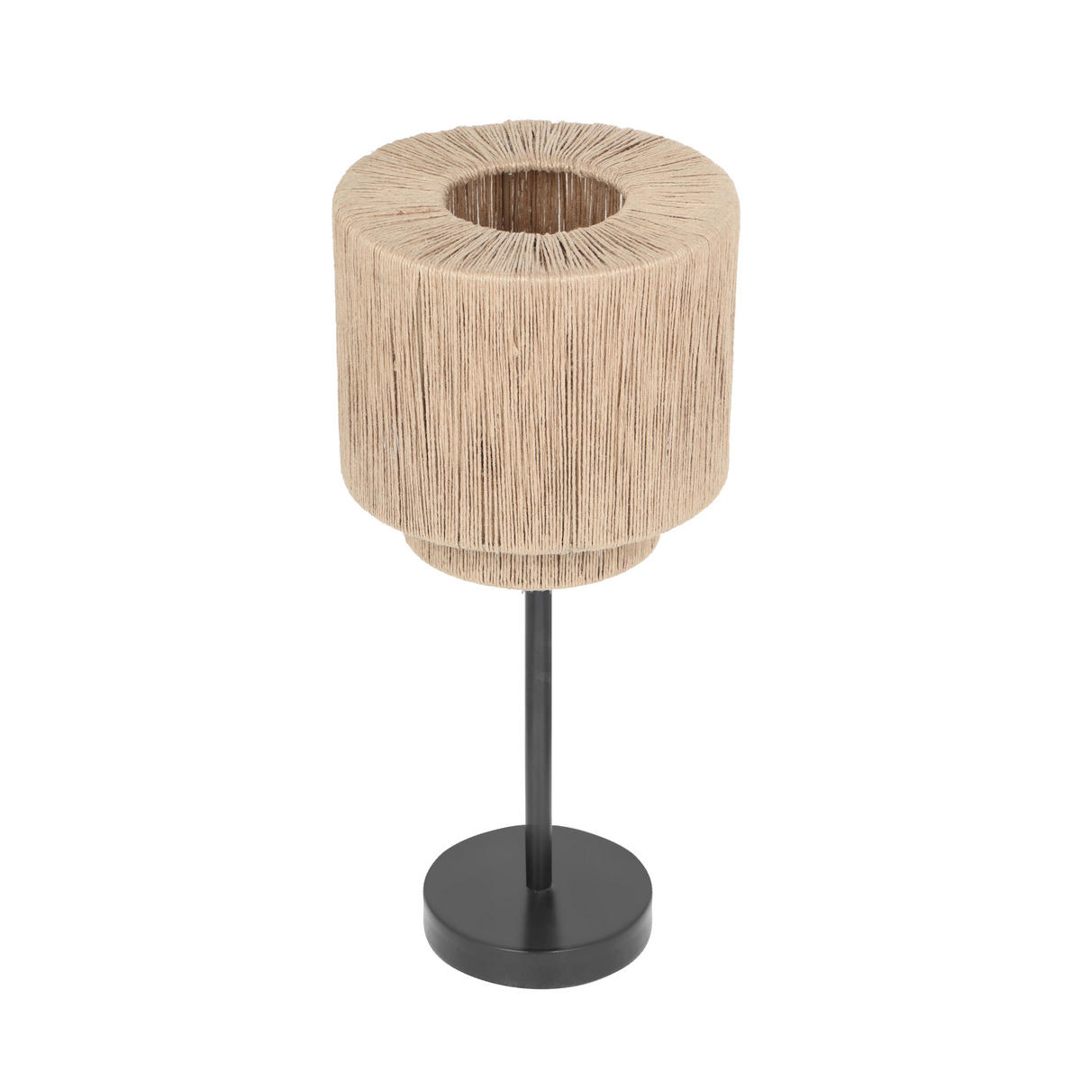 TISCHLEUCHTE - Schwarz/Naturfarben, Natur, Textil/Metall (21/45cm) - Trio Leuchten