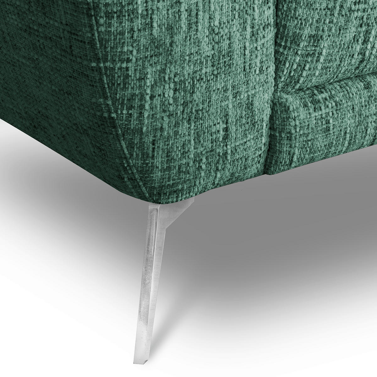 ECKSOFA  Webstoff Grün  - Chromfarben/Grün, Design, Textil/Metall (273/250cm) - Livetastic