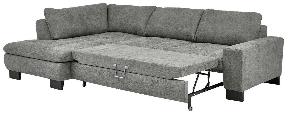 HÖRNSOFFA i chenille grå  - svart/grå, Modern, metall/textil (197/84/289cm) - Livetastic