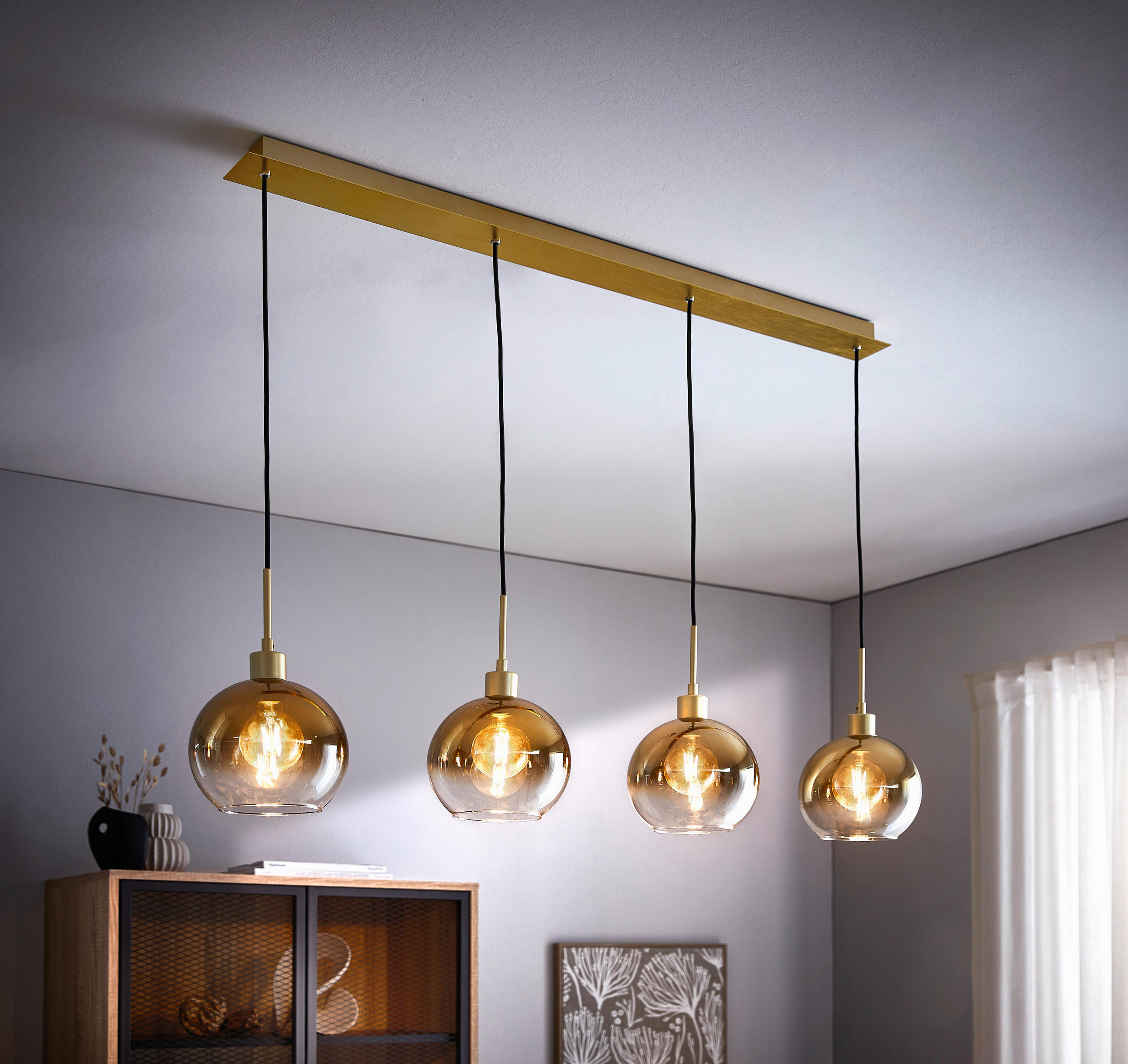 HÄNGELEUCHTE 122/20/150 cm   - Goldfarben, Design, Glas/Metall (122/20/150cm) - Dieter Knoll