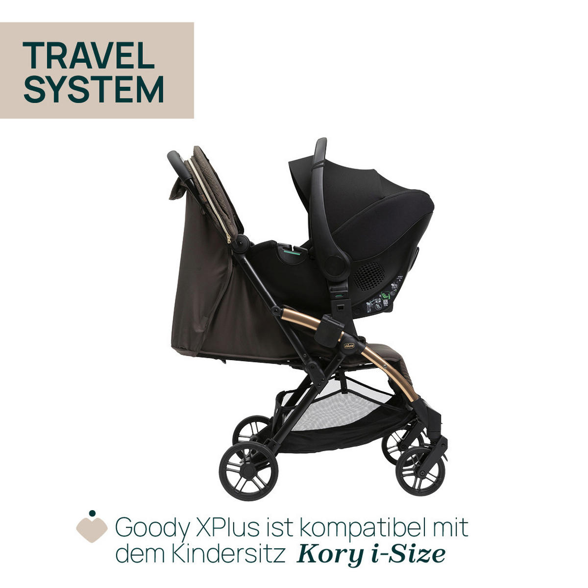 BUGGY GOODY XPLUS  - Bronzefarben, Basics, Textil/Metall (47/86/106cm) - Chicco