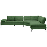ECKSOFA in Flachgewebe Grün  - Schwarz/Grün, Design, Textil/Metall (344/271cm) - Chilliano