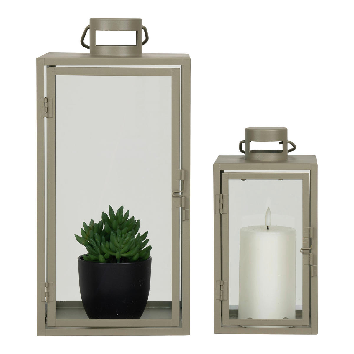 LATERNENSET  - Grün, Design, Glas/Metall
