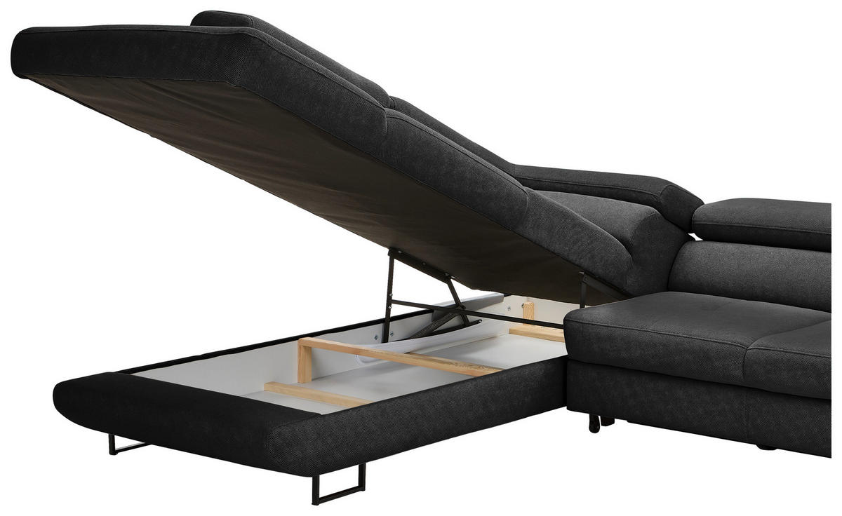 Freisteller von Hom`in ECKSOFA Schwarz Webstoff.