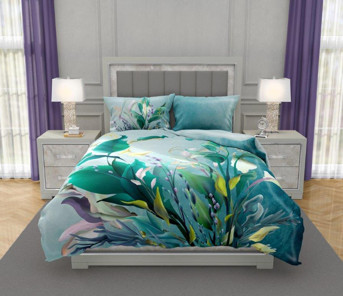 POSTELJINA SA DVA LICA 200/200 cm saten zelena  - zelena, Osnovno, tekstil (200/200cm) - Esposa