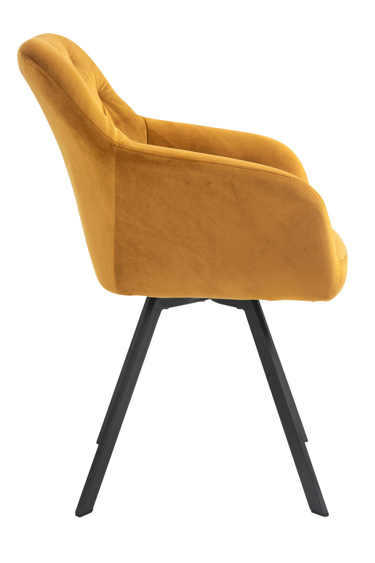 ARMLEHNSTUHL  in Samt  - Senfgelb/Schwarz, MODERN, Textil/Metall (61/85/62cm) - Livetastic