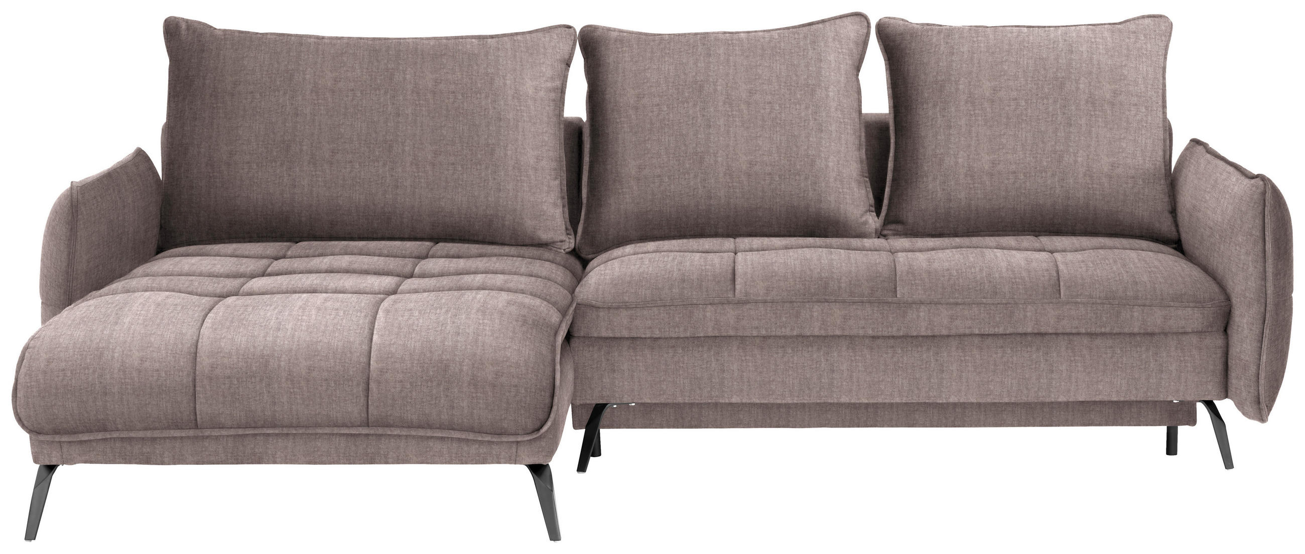 ECKSOFA in Flachgewebe Taupe  - Taupe/Schwarz, Design, Textil/Metall (180/273cm) - Hom`in